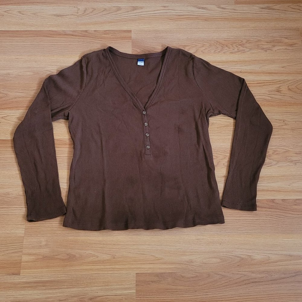 COPY - Old navy long sleeve woman brown size Large cotton spandex